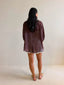 JEMMA LINEN BLOUSE - DARK CHOC