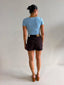 WASHED RIB LACE SCOOP NECK TEE- BLUE