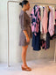 SUNSET DRESS -BROWN PINSTRIPE