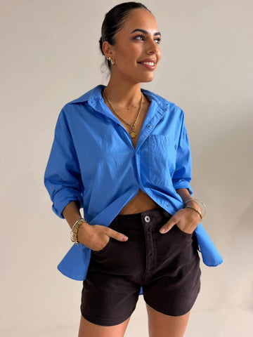 PETA OVERSIZED SHIRT- AMALFI BLUE