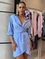 SUNSET DRESS -BLUE PIN STRIPE