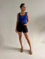 ZOE CONTOUR RIB SCOOP TANK- POLO BLUE