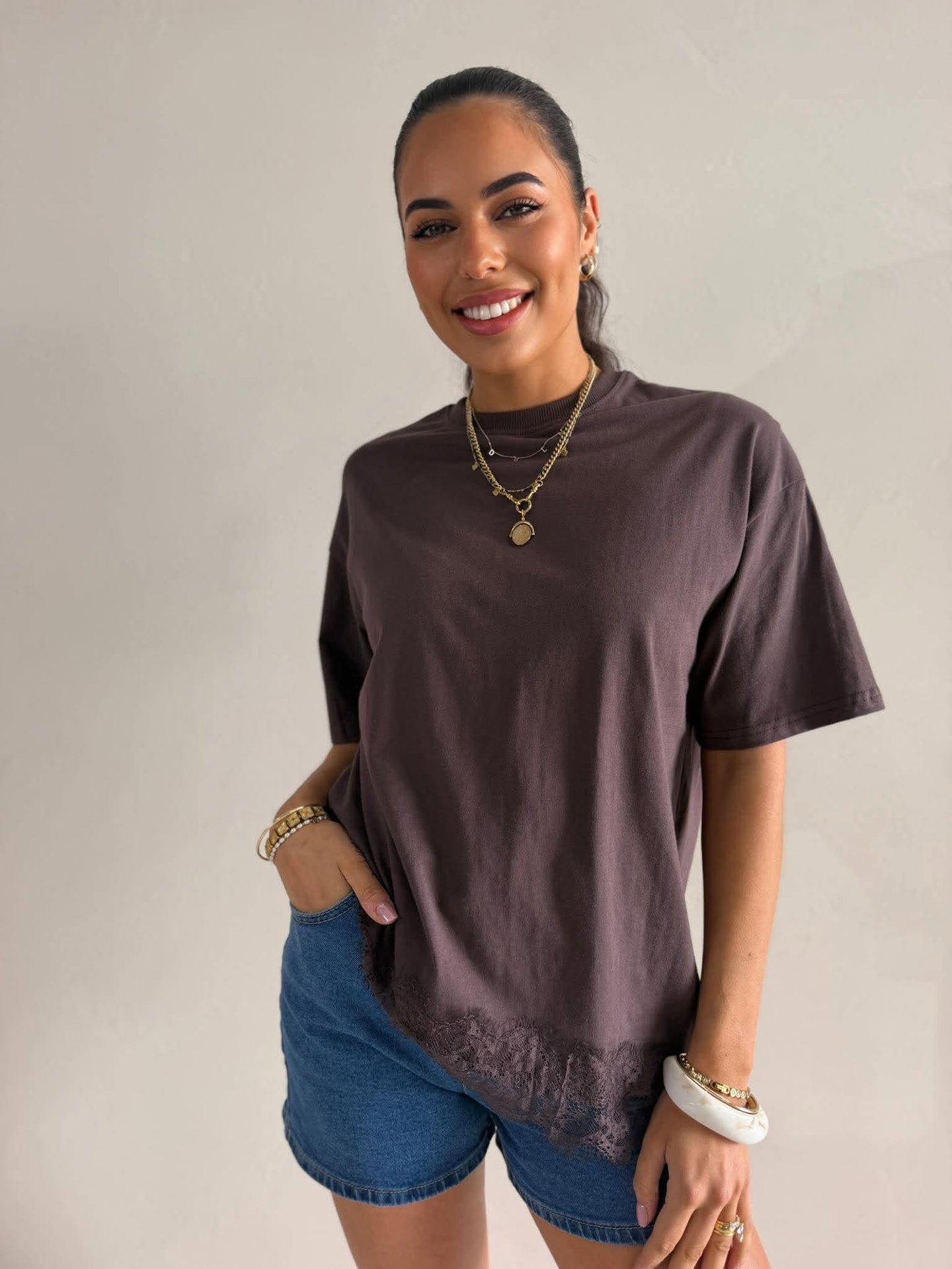 ZION LACE TOP- CHOC