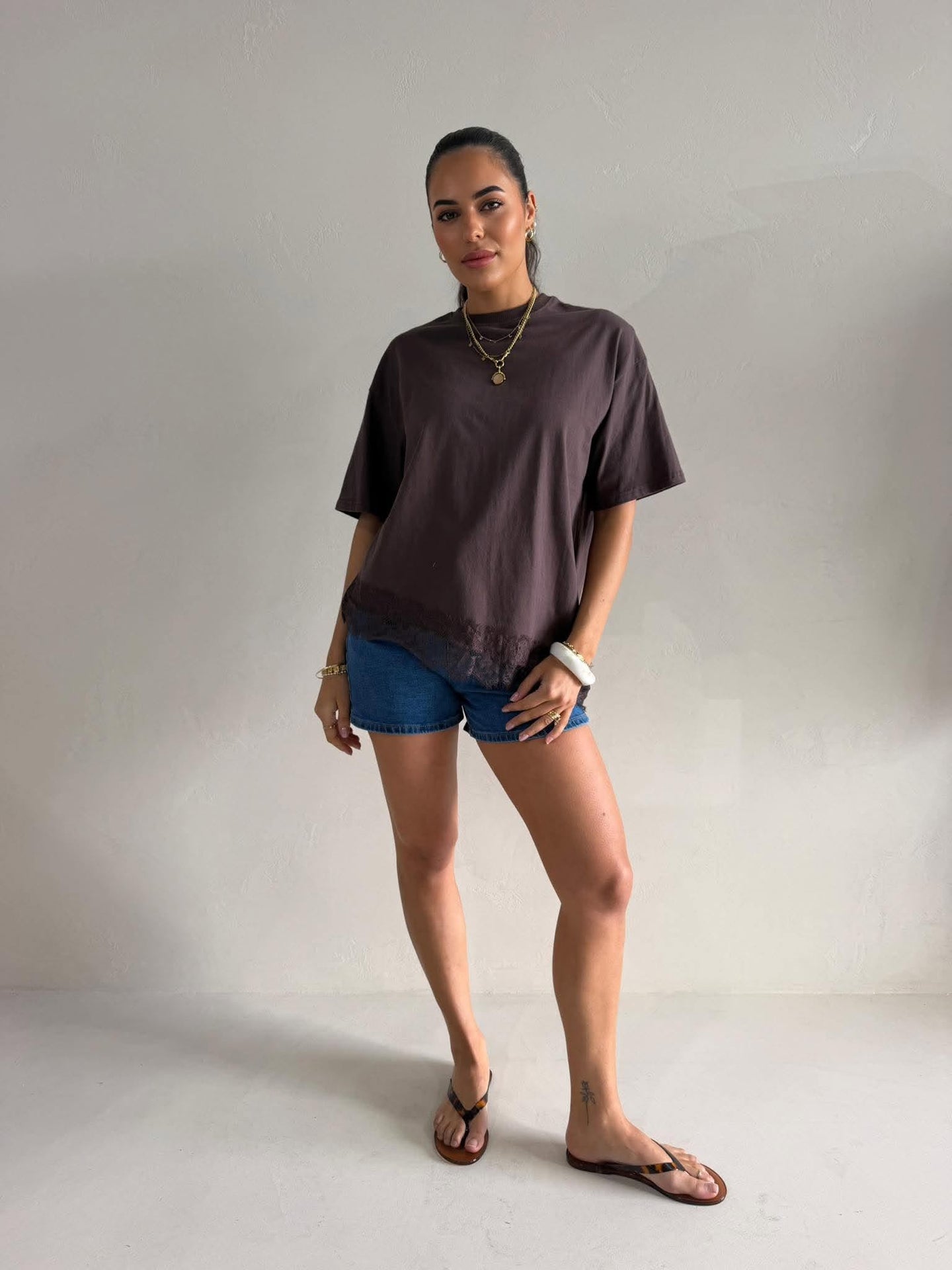 ZION LACE TOP- CHOC