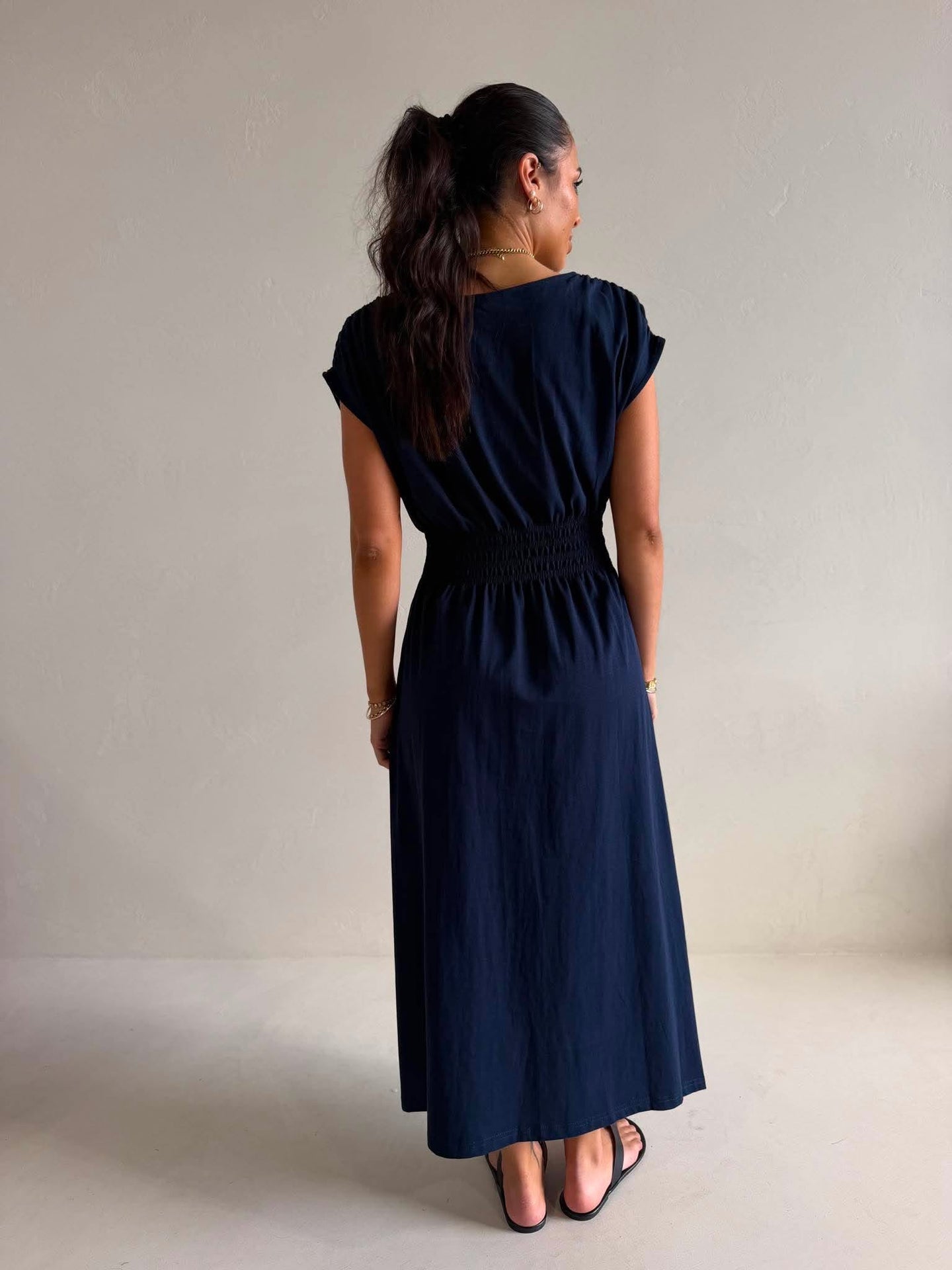 SHIRRED WAIST MAXI