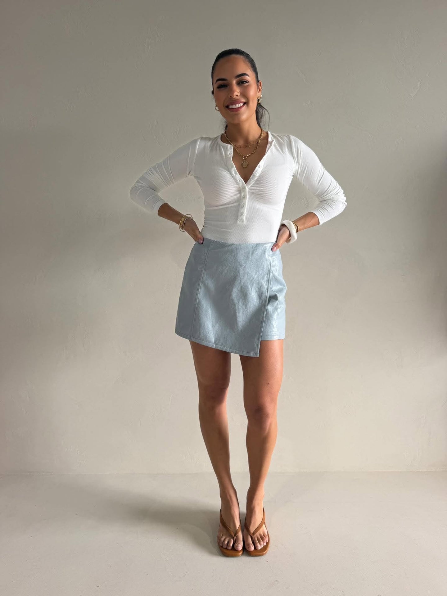 PALOMA PU SKORT - POWDER BLUE