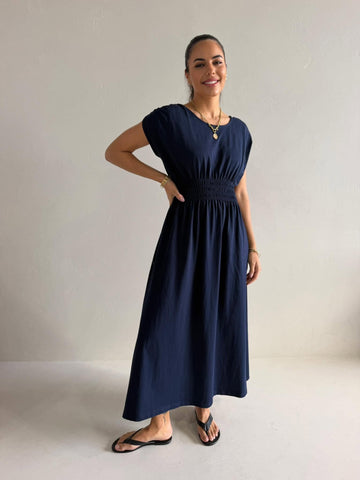 SHIRRED WAIST MAXI