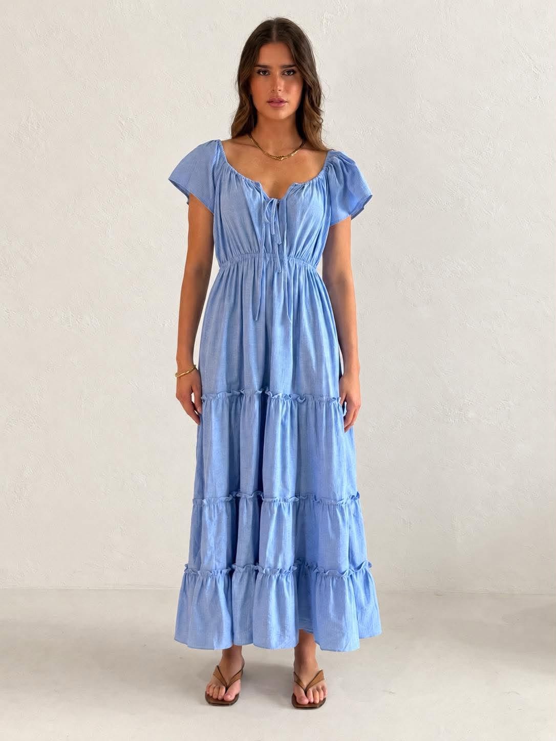 ODESSA MAXI- BLUE MIST STRIPE