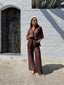 WINE TIME PANT SET- CHOC