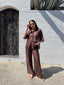 WINE TIME PANT SET- CHOC