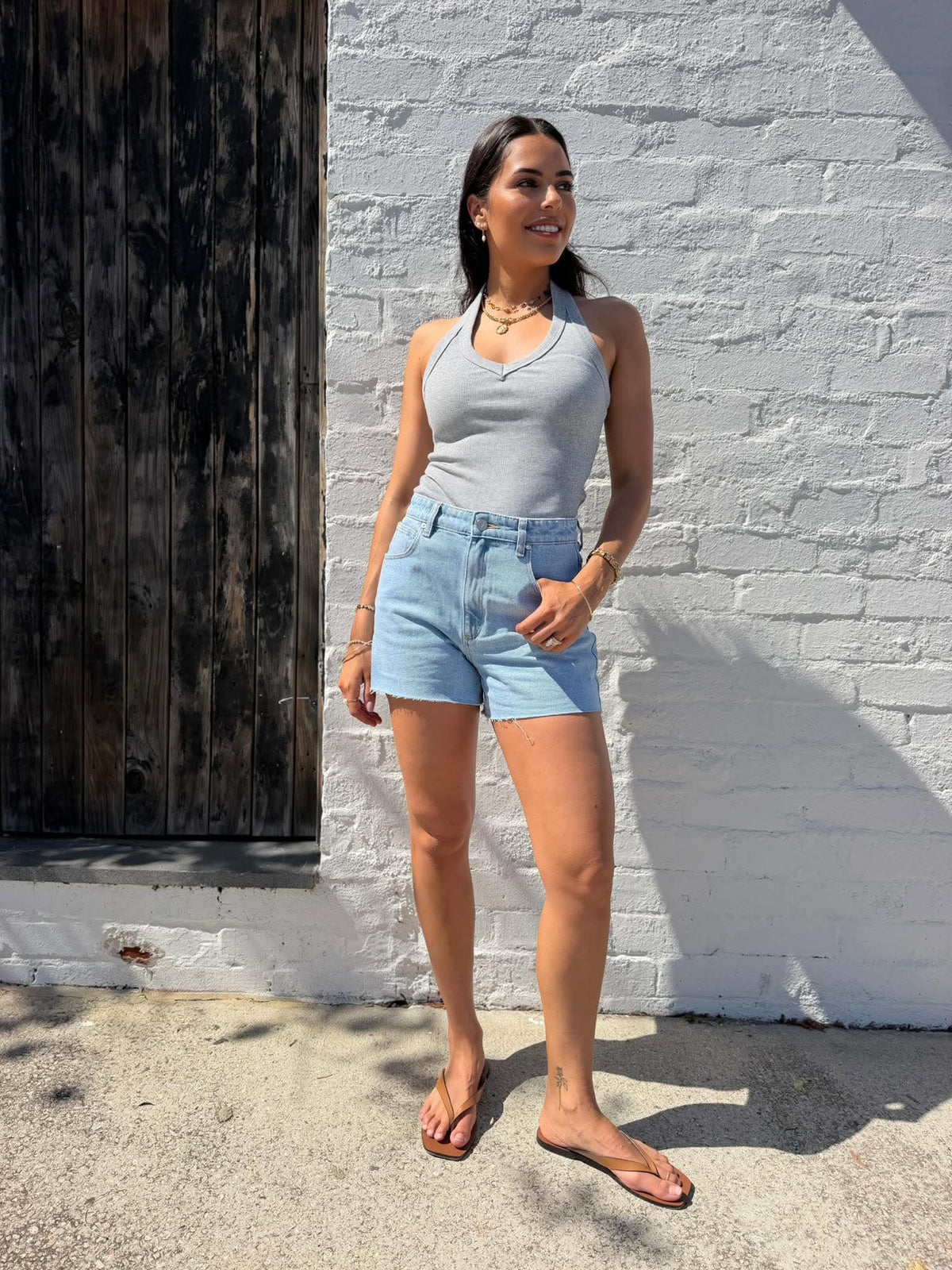 SUNDAY HALTER TOP- GREY