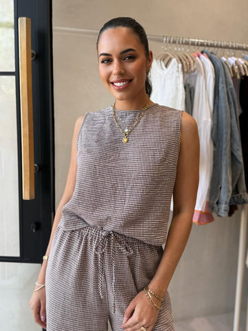 CHEETAH TOP - BROWN CHECK