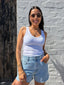 LUXE RIB VEE TANK- WHITE