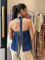 LENNI HALTER NECK TOP - DARK BLUE