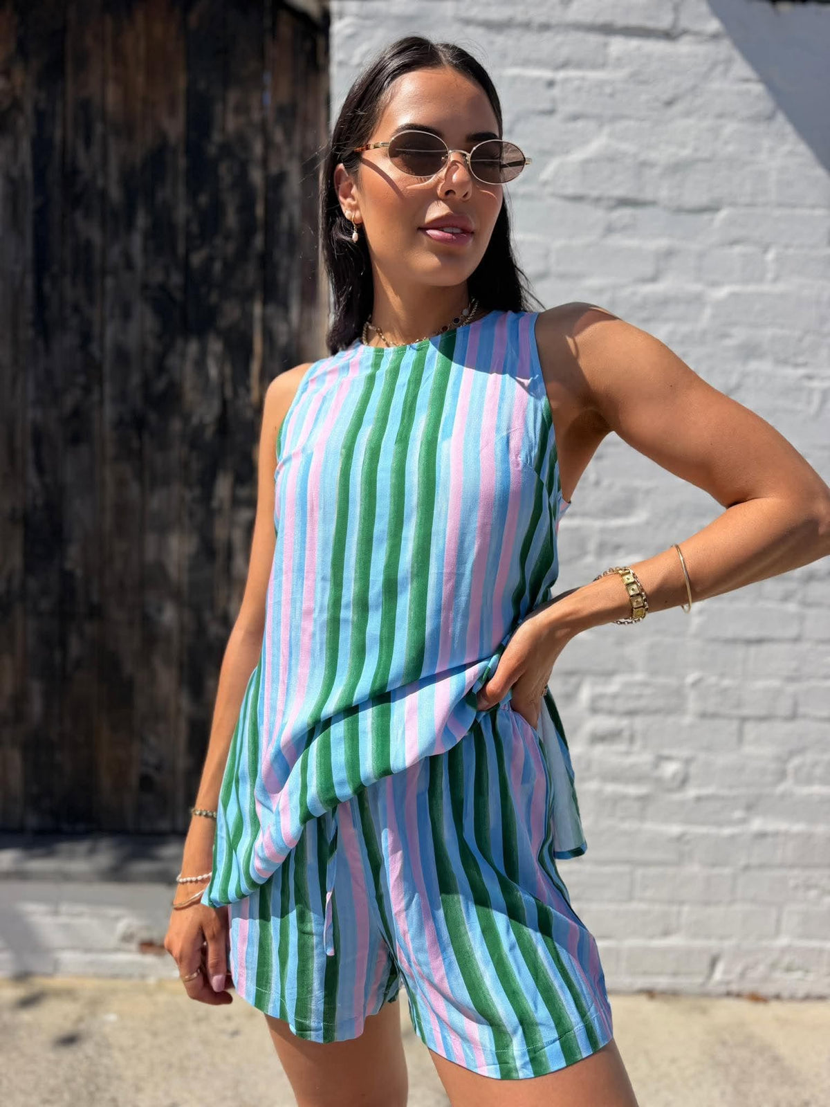 SWEET STRIPE SHORT SET