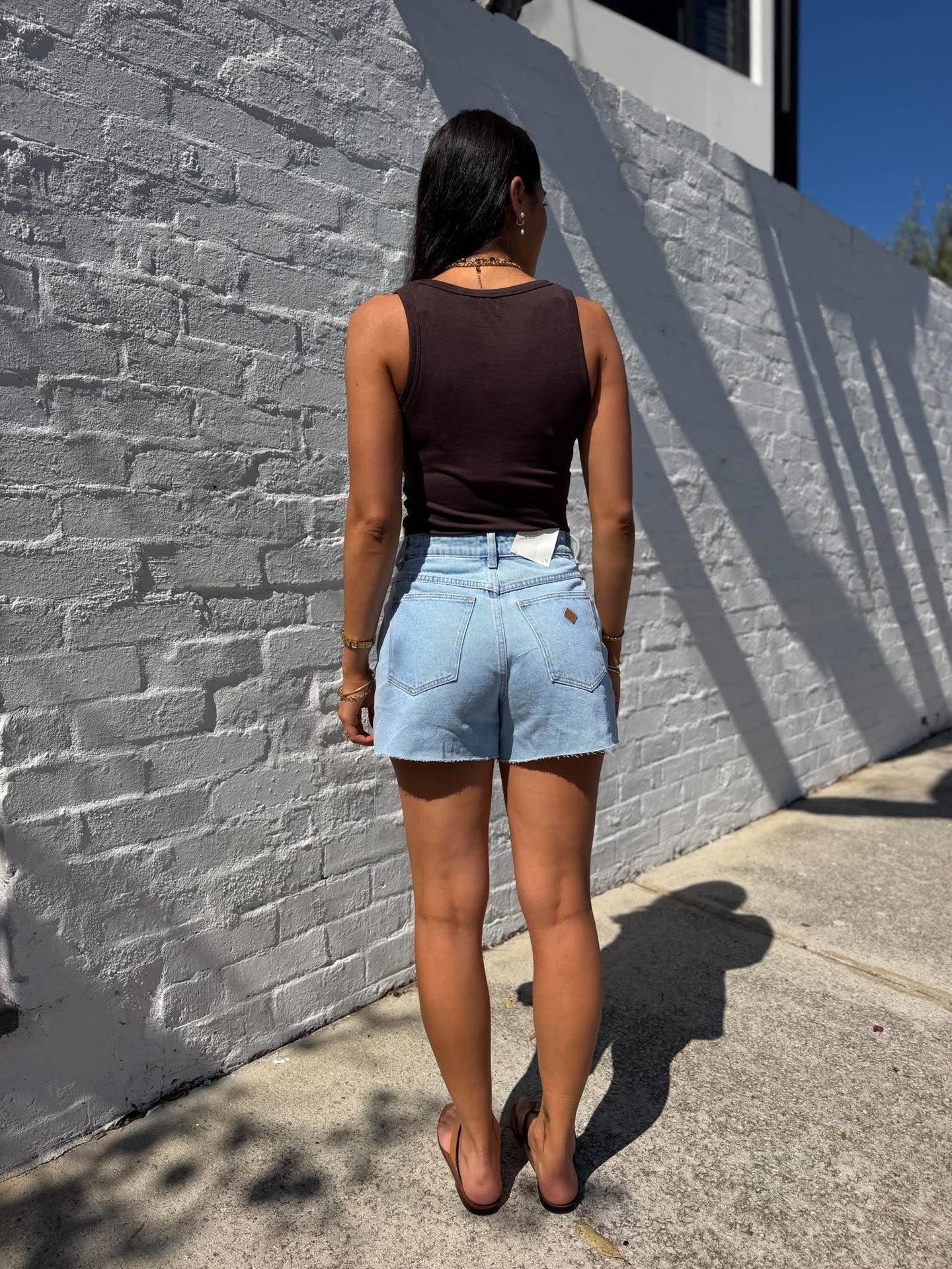 LUXE RIB VEE TANK- CHOCOLATE