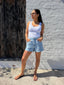 LUXE RIB VEE TANK- WHITE