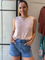STACK STITCH SHORT- MID BLUE