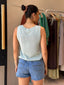 COFFEE KNIT TANK -CYAN