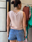 STACK STITCH SHORT- MID BLUE