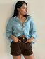 SHAE BOYFRIEND SHIRT - SHADOW BLUE