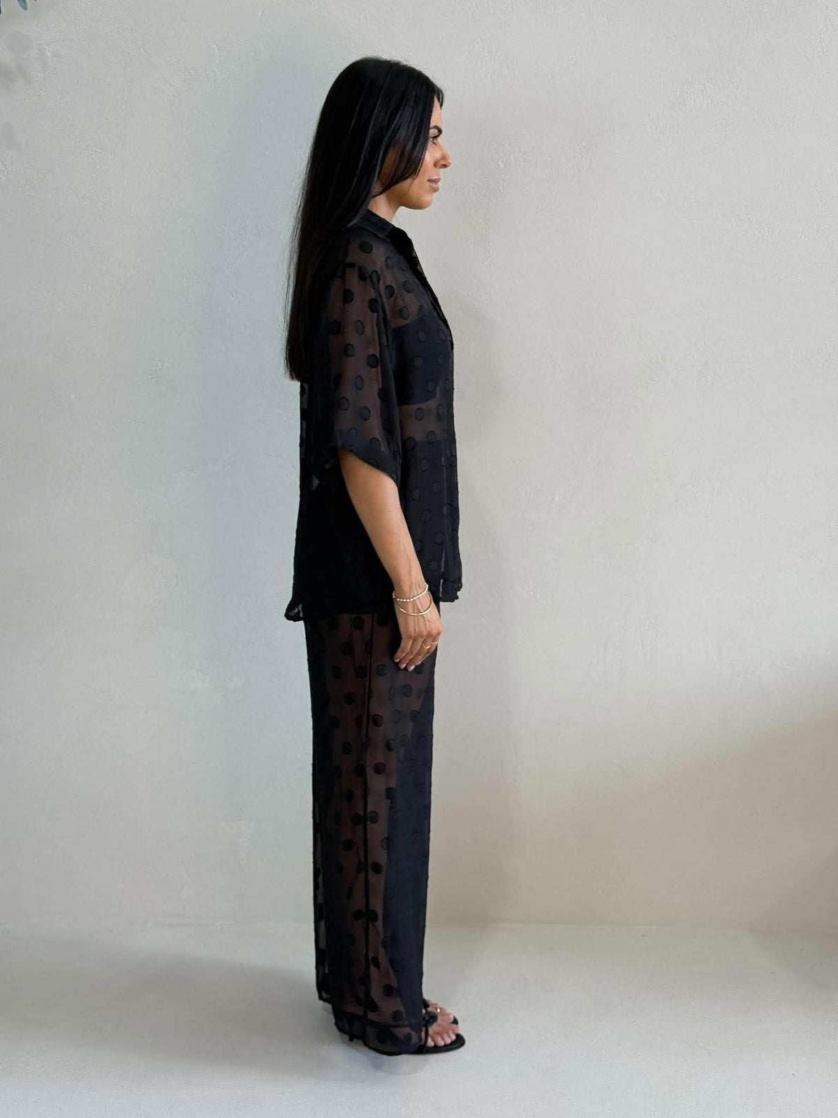 WINE TIME PANT SET-BLACK