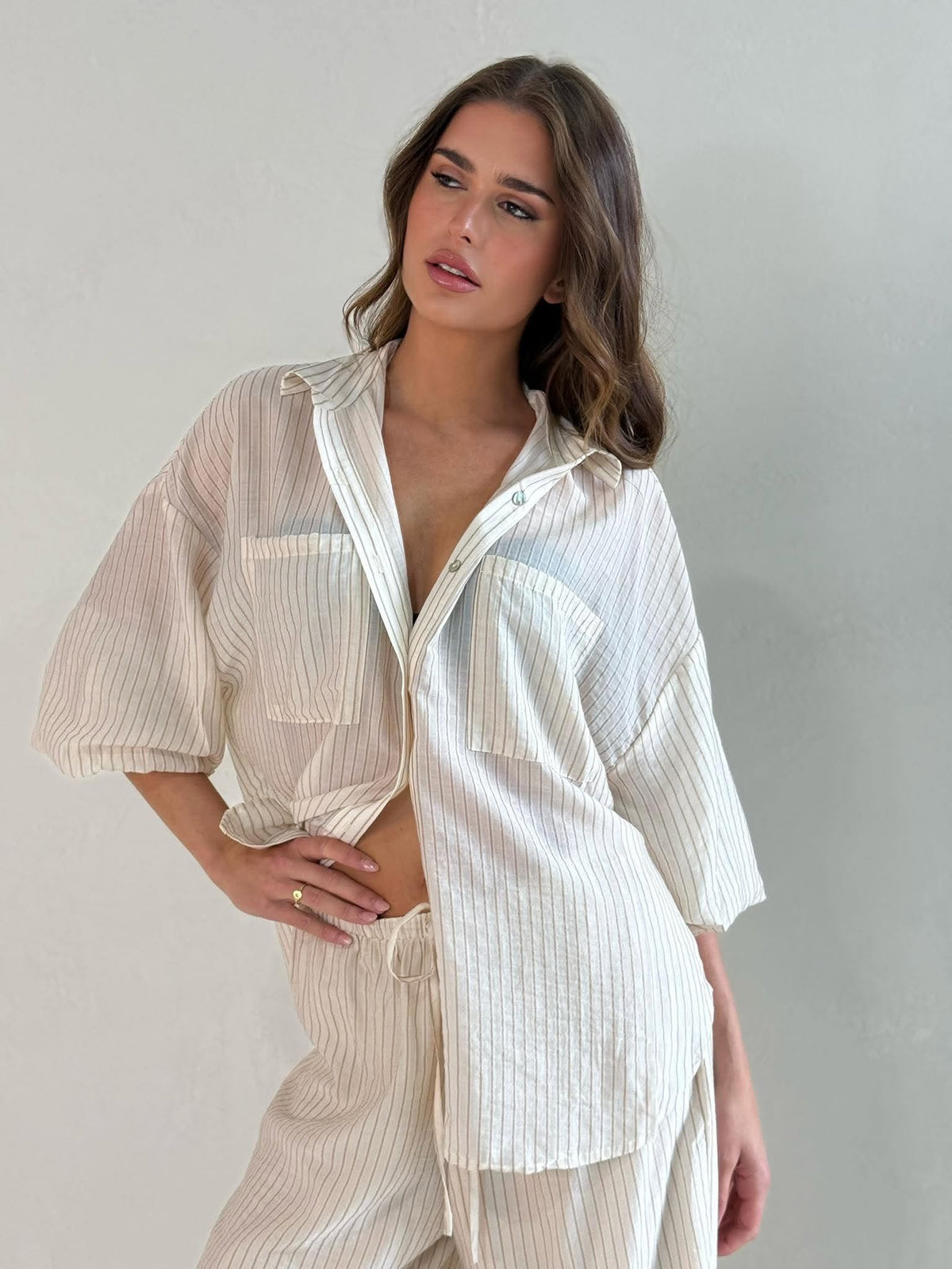 MADRID SHIRT- SEASHELL PINSTRIPE
