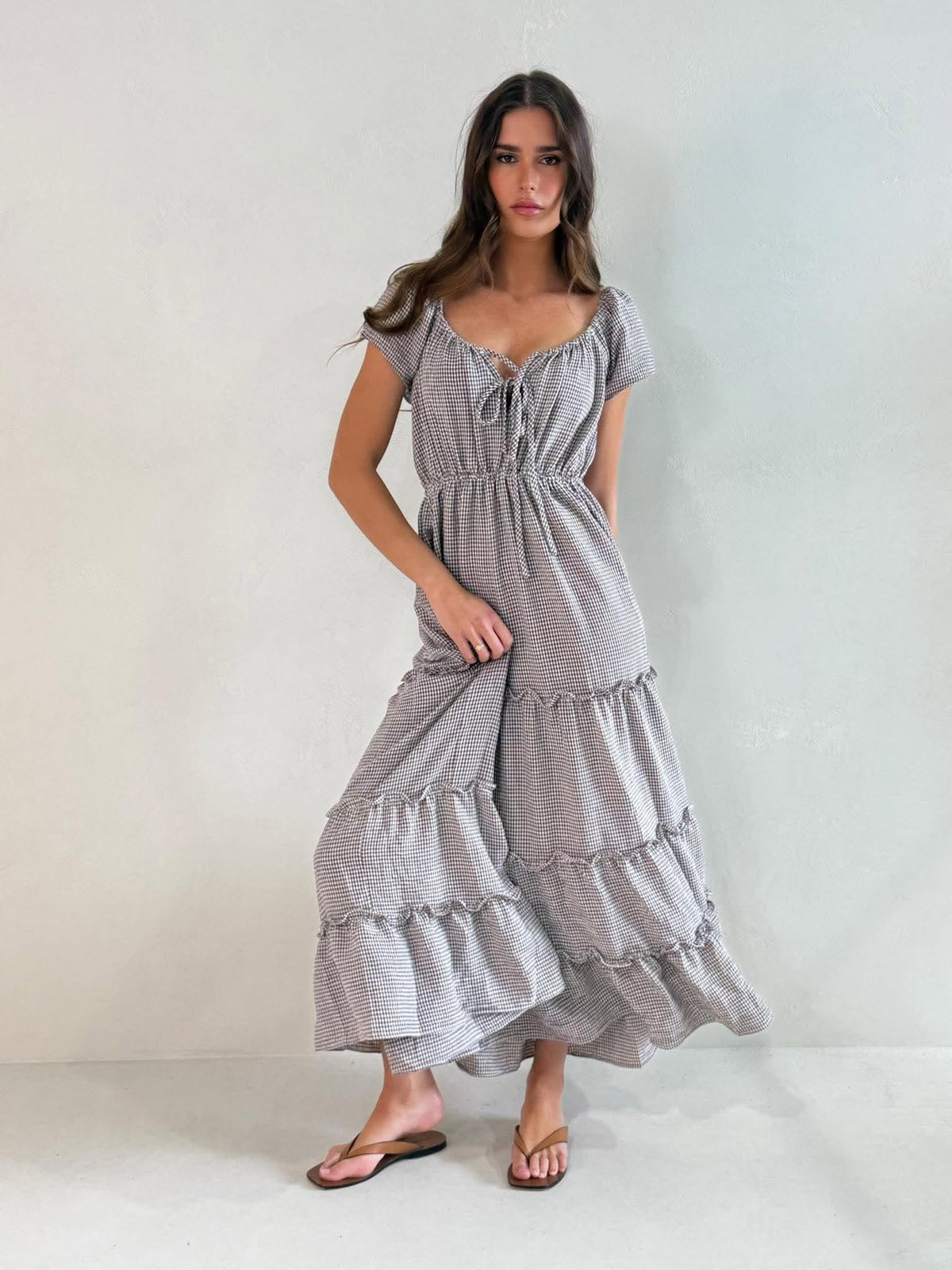 ODESSA MAXI- BROWN CHECK