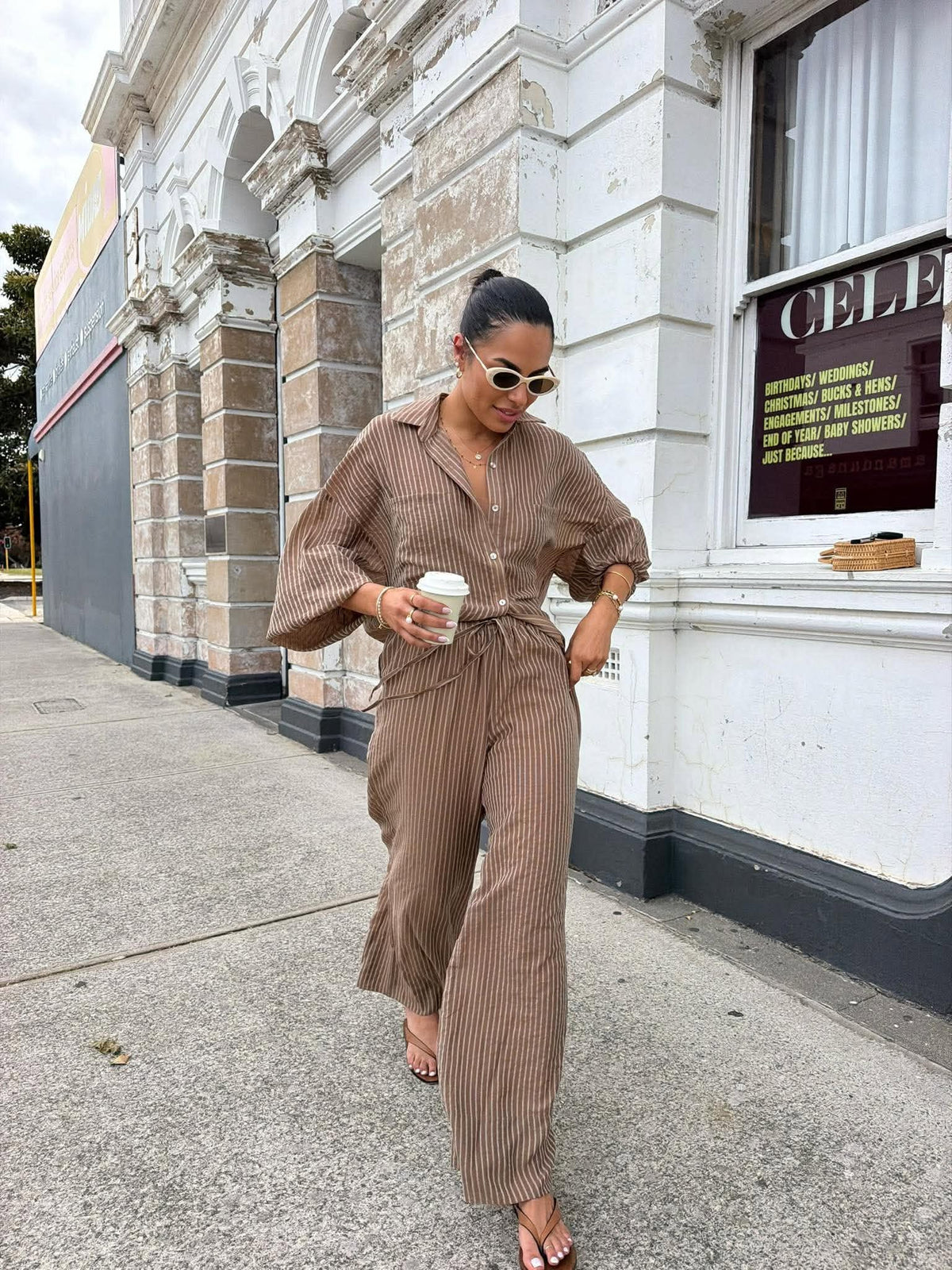 SIENNA PANT- HAZELNUT PINSTRIPE