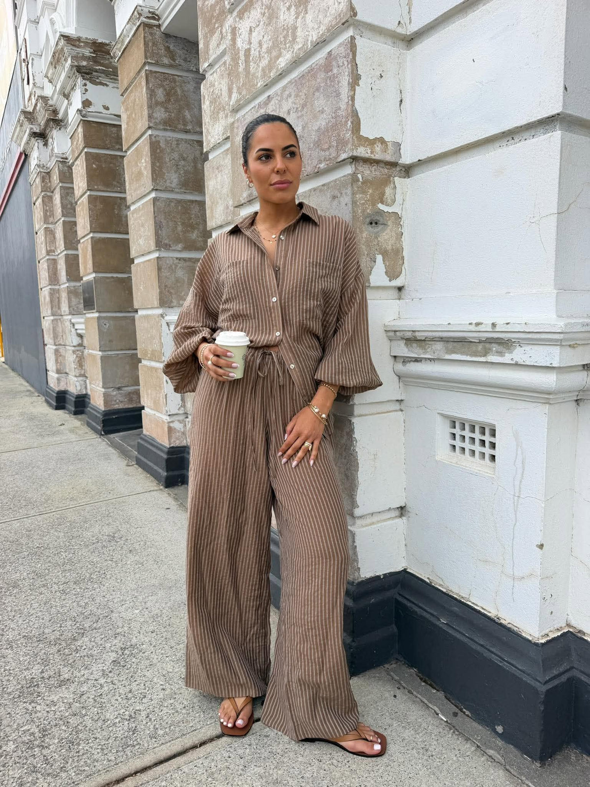 SIENNA PANT- HAZELNUT PINSTRIPE