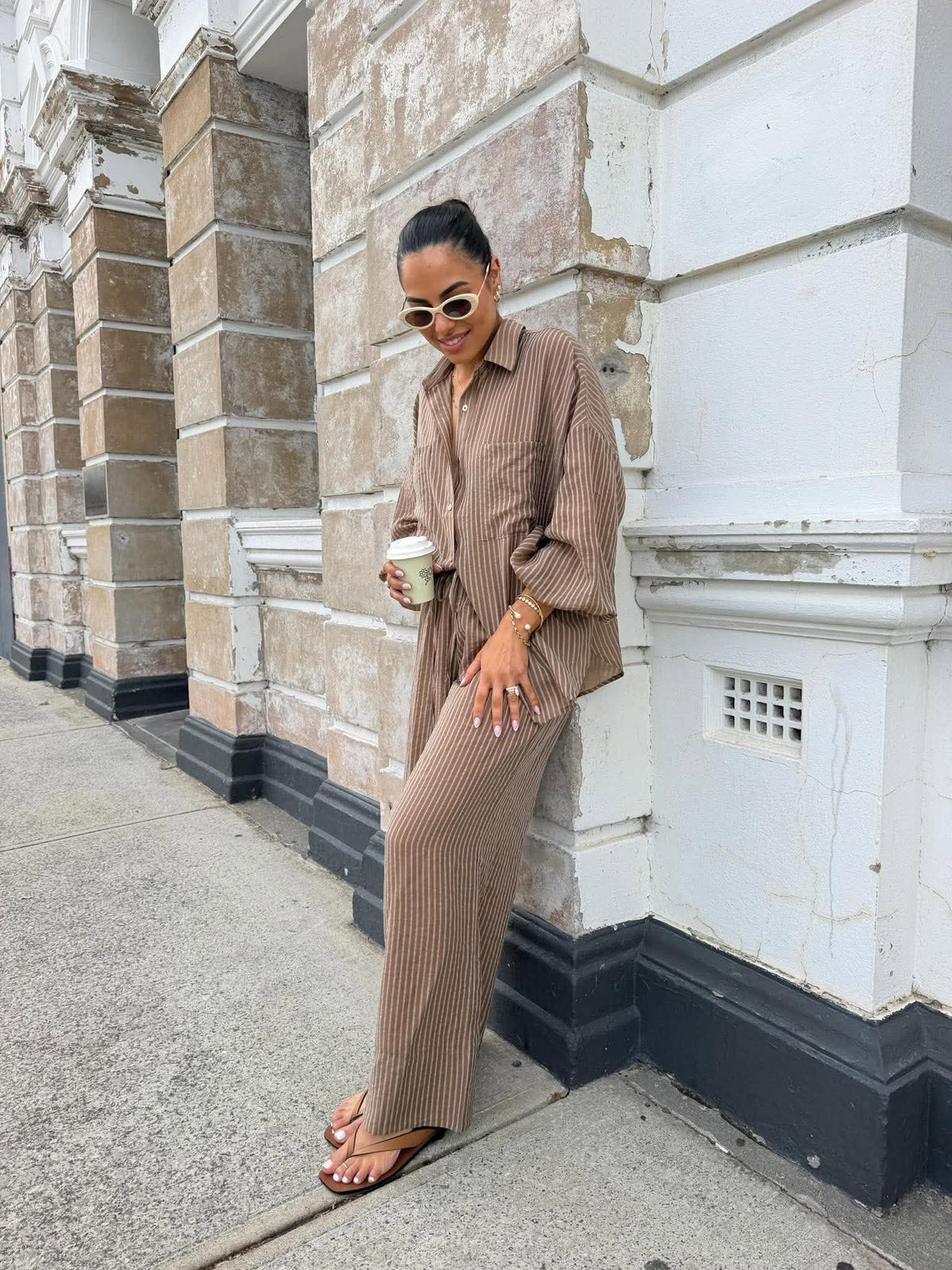 SIENNA PANT- HAZELNUT PINSTRIPE