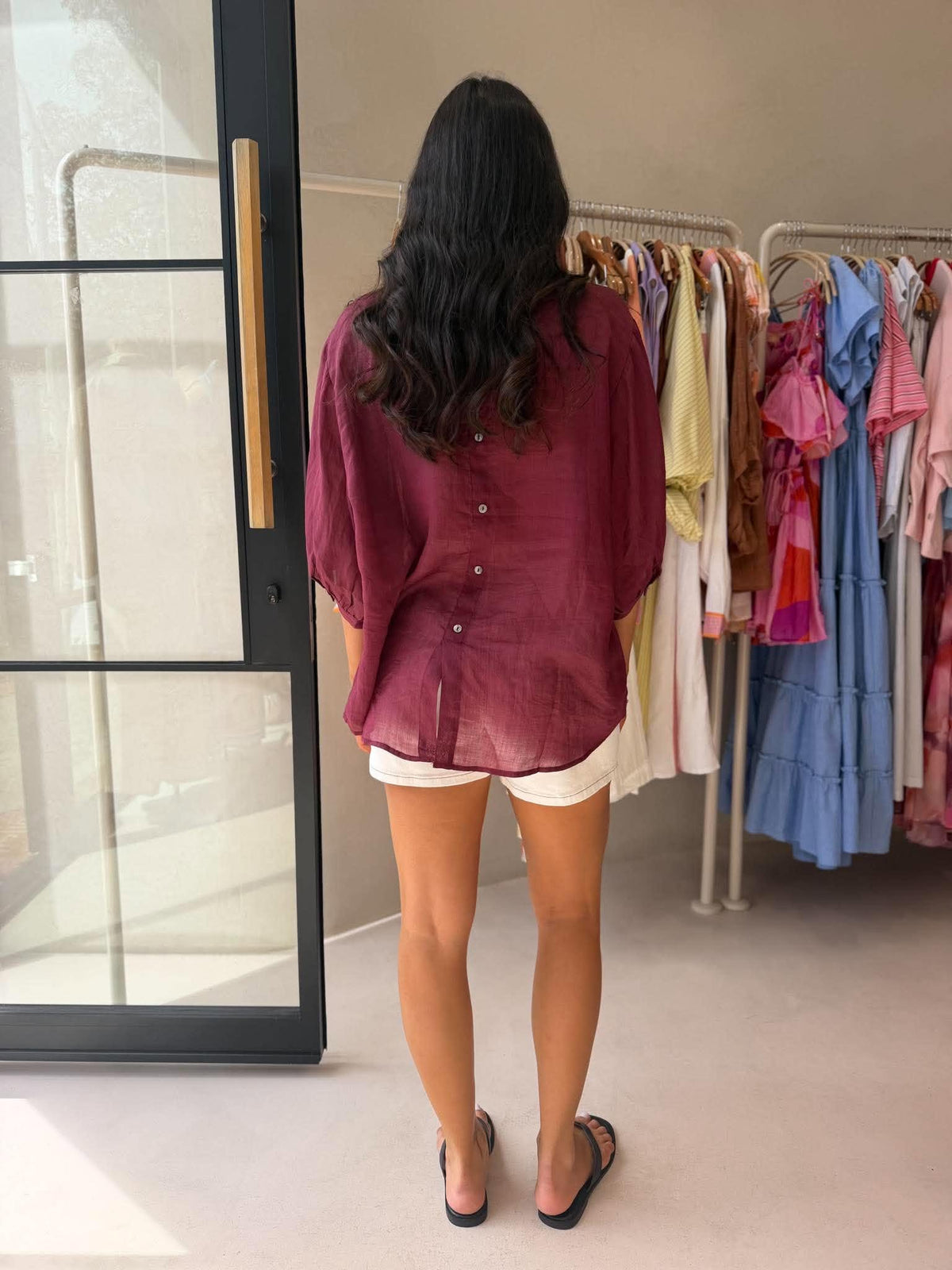 JEMMA LINEN BLOUSE - PLUM