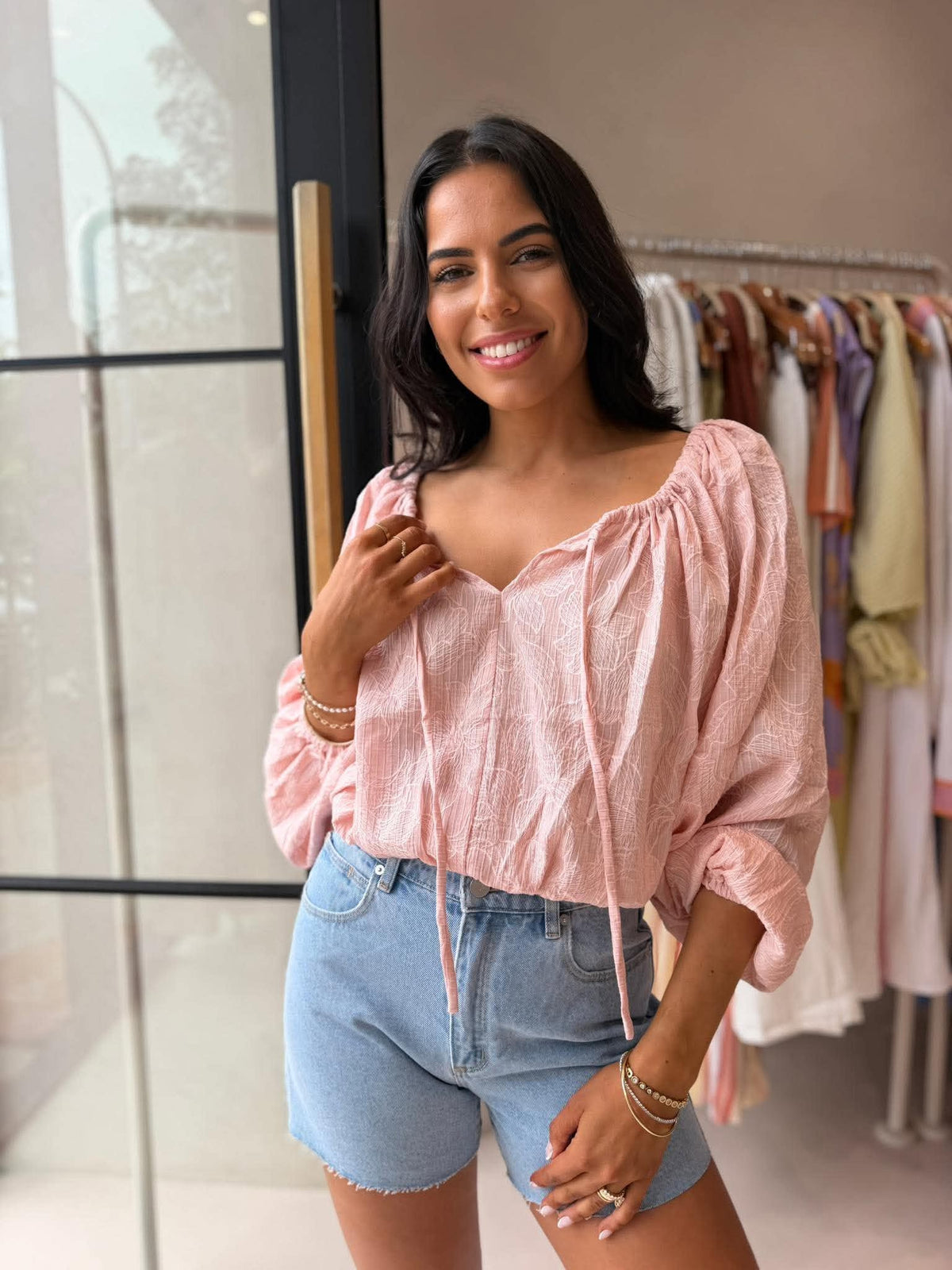 CALISTA BLOUSE- EMBROIDERED PINK