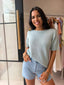 SUMMER KNIT TOP - CYAN