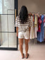 MIMI STRIPE TEE- BROWN