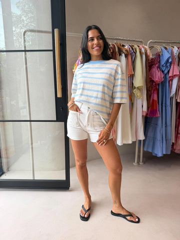 MIMI STRIPE TEE- BLUE