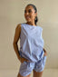 SIDE ROUCHED STRIPED TOP