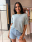 SUMMER KNIT TOP - CYAN