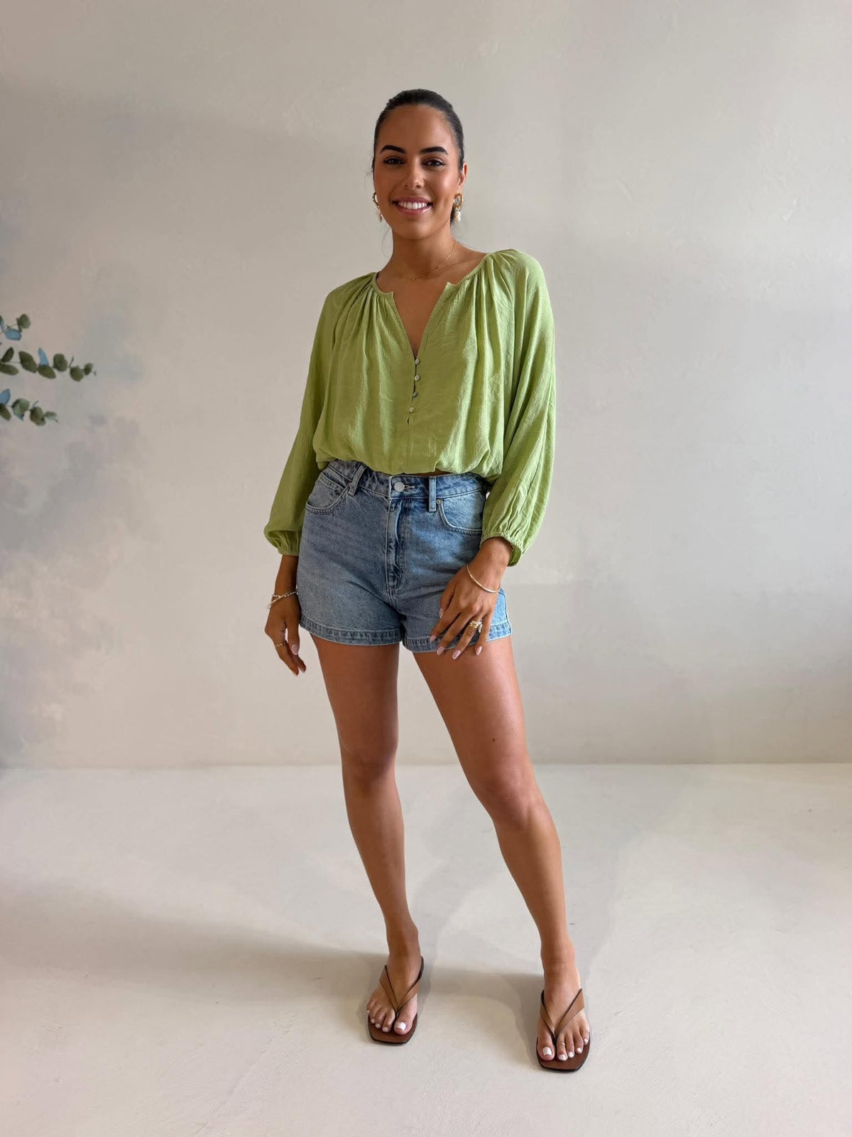 TAVRA BLOUSE- MATCHA