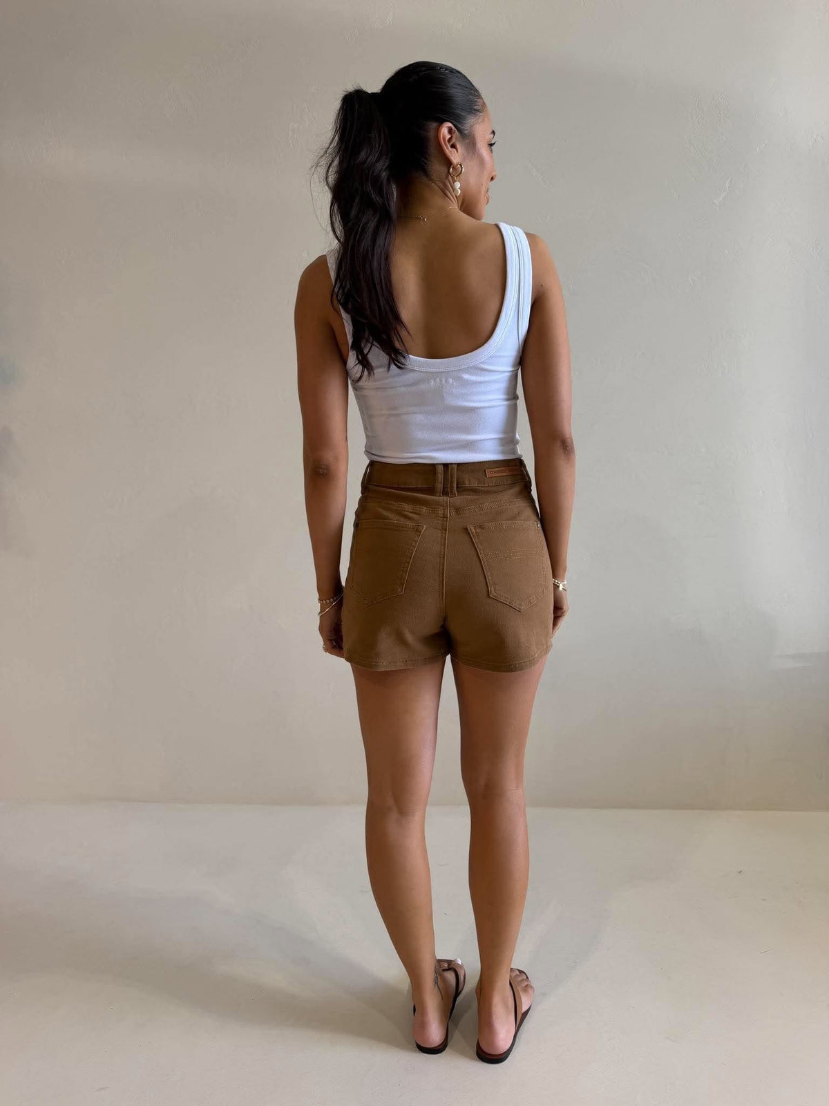 STACK STITCH SHORT- TAN