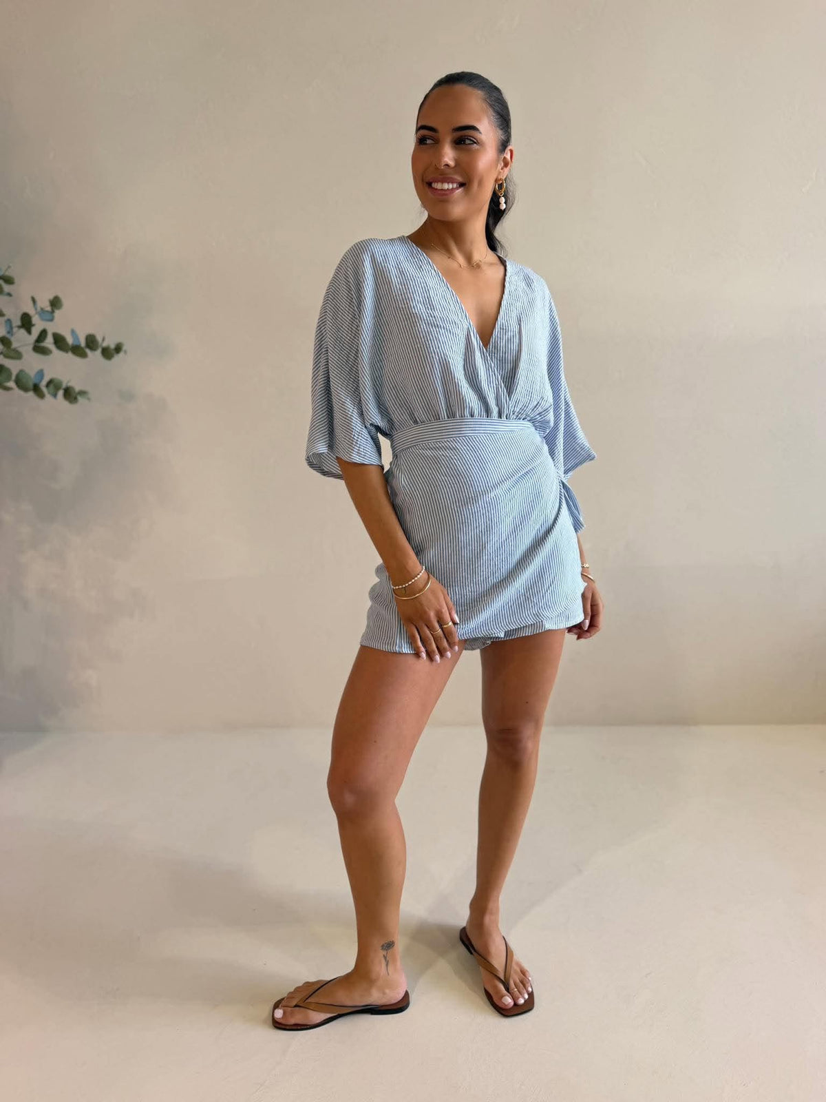 KIKI PLAYSUIT- INDIGO STRIPE