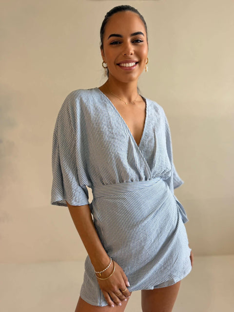 KIKI PLAYSUIT- INDIGO STRIPE