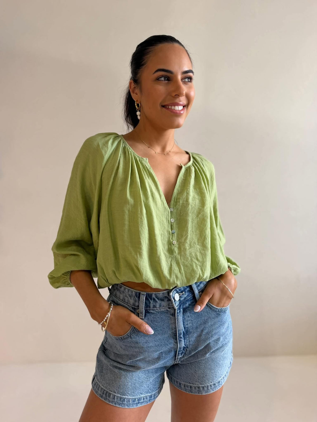 TAVRA BLOUSE- MATCHA