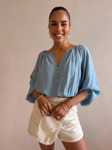 TAVRA BLOUSE- SKY