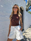 SITA SHORT SLEEVE TEE- CHOCOLATE