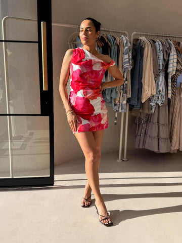 SASKIA MINI DRESS - PINK FLORAL