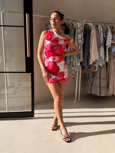 SASKIA MINI DRESS - PINK FLORAL