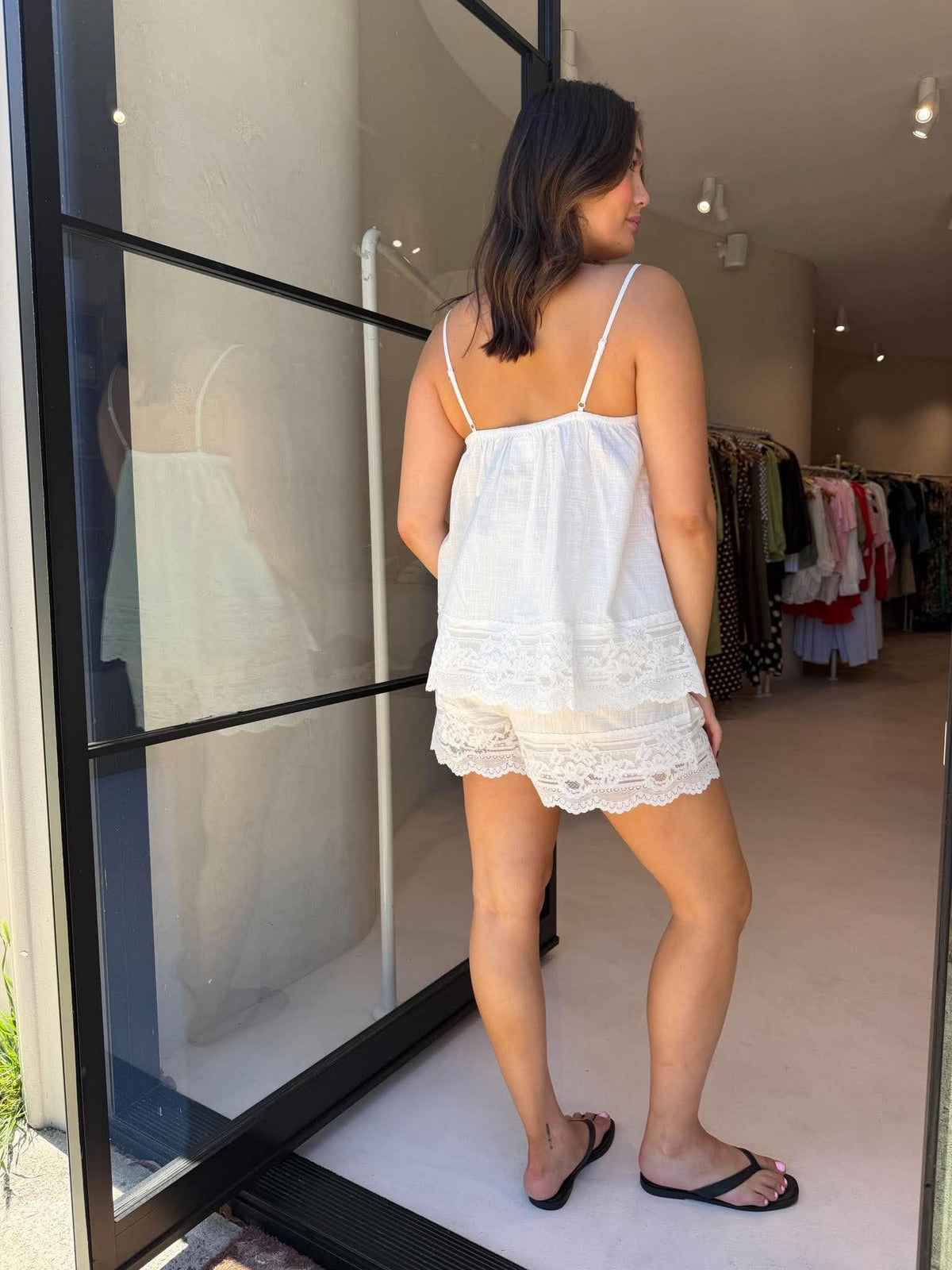 WHITE LACE CAMI SET