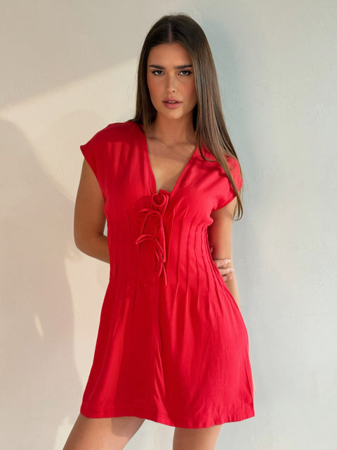 SUNDAY BEST MINI DRESS- RED