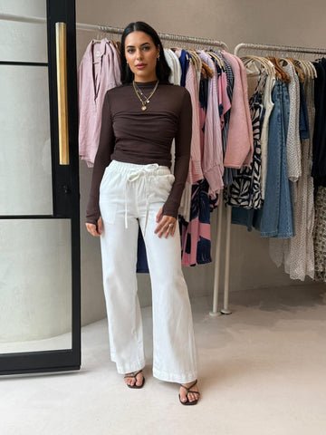ASTER LS MEESH TOP - CHOCOLATE